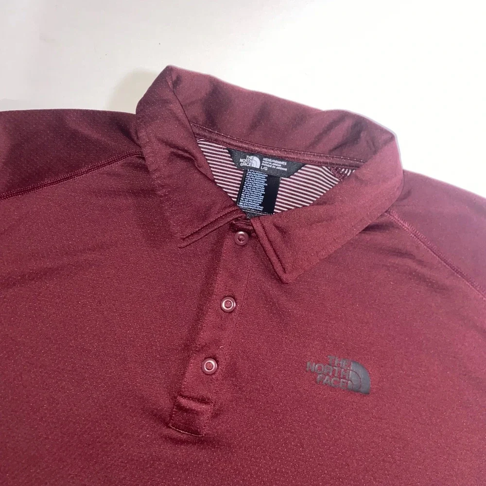 The North Face Mens‎ FlashDry Polo Shirt Burgundy Maroon Large Short Sleeve L